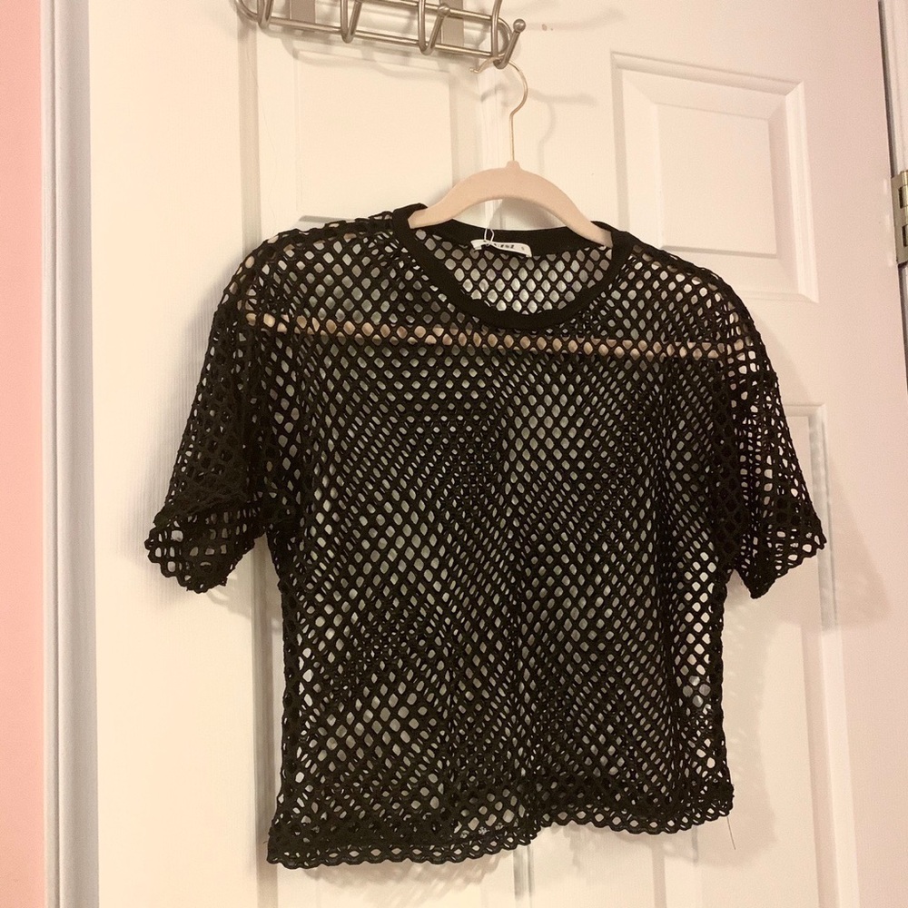 mesh fishnet crop shirt